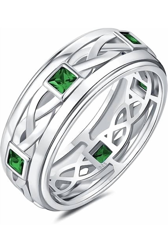 2.20 Ct Princess Cut Green Peridot Wedding Engagement Mens Band Ring 14K White Gold Plated-4