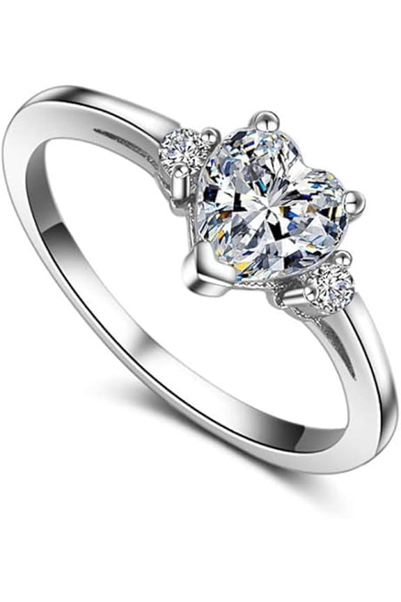 2.30 Ct Heart Cut Diamond Wedding Anniversary Womens Ring 14K White Gold Plated-6.5