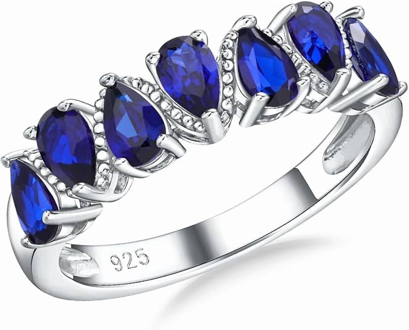 NYS Jwellers 925 Sterling Silver 7 Stone Half Eternity Ring for Women ...