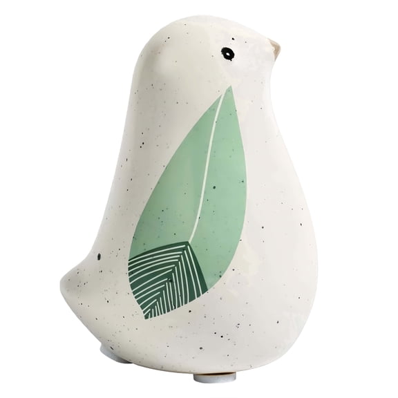 NYSCURE Cute Ceramic Bird Figurine with Green Leaf Wings Charming 3.3 in Tabletop Ornament for Home Decor