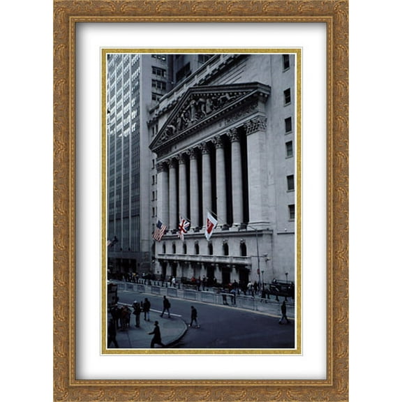 NYSE New York Stock Exchange 2x Matted 28x38 Large Gold Ornate Framed Art Print by The Cityscape Art Print Series