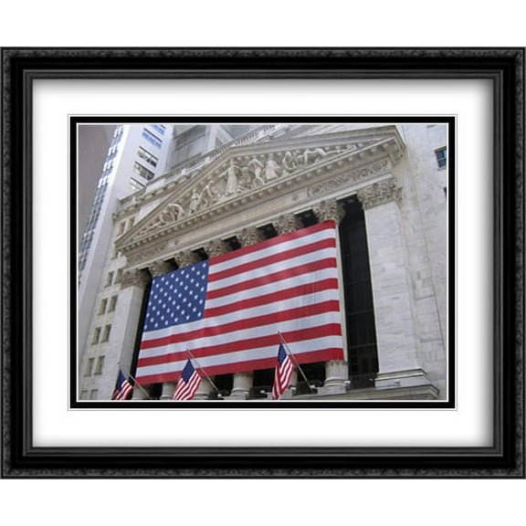NYSE New York Stock Exchange 2x Matted 34x28 Large Black Ornate Framed Art Print by The Cityscape Art Print Series