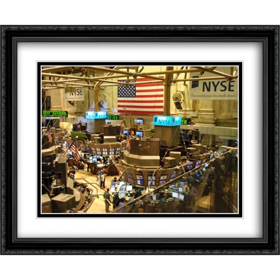 NYSE New York Stock Exchange 2x Matted 34x28 Large Black Ornate Framed Art Print by The Cityscape Art Print Series