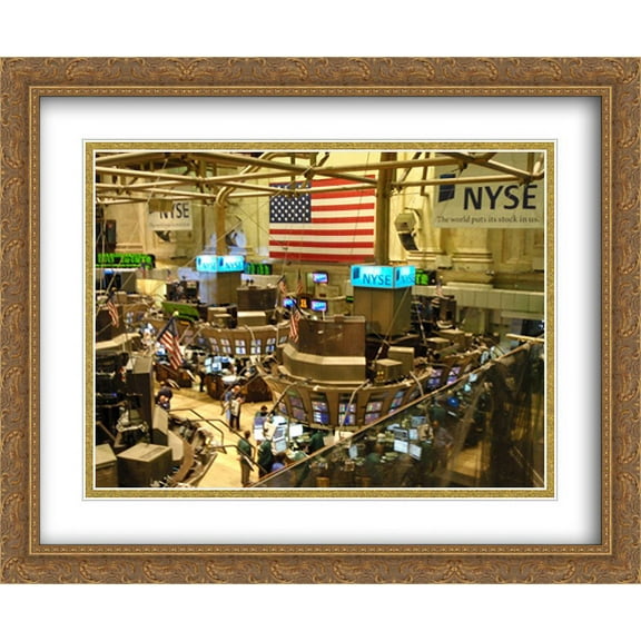 NYSE New York Stock Exchange 2x Matted 34x28 Large Gold Ornate Framed Art Print by The Cityscape Art Print Series