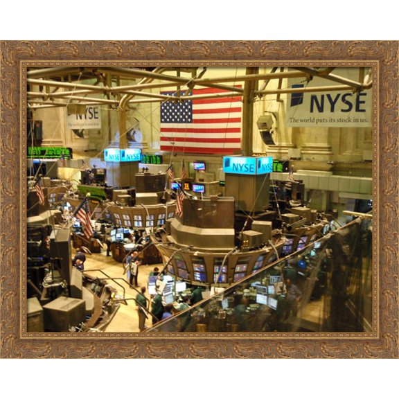 NYSE New York Stock Exchange 36x28 Large Gold Ornate Wood Framed Canvas Art