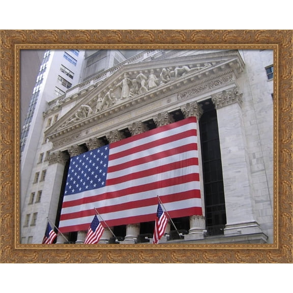 NYSE New York Stock Exchange 36x28 Large Gold Ornate Wood Framed Canvas Art