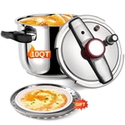 NYTRX 18/8 Stainess Pressure Cooker 10 QT,  Food-Grade Olla De Presion, Steam Included
