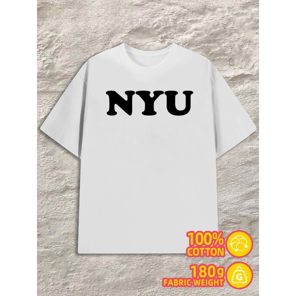 NYU T-Shirt men's 180G 100% Cotton white Basic Unisex Shirt Short Sleeve tshirts Casual Unisex Shirt Graphic Tee tshirts Trendy Unisex Shirt Graphic Tee tshirts