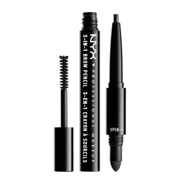 NYX 3-in-1 Brow Pencil Powder Mascara, Black 0.01 oz