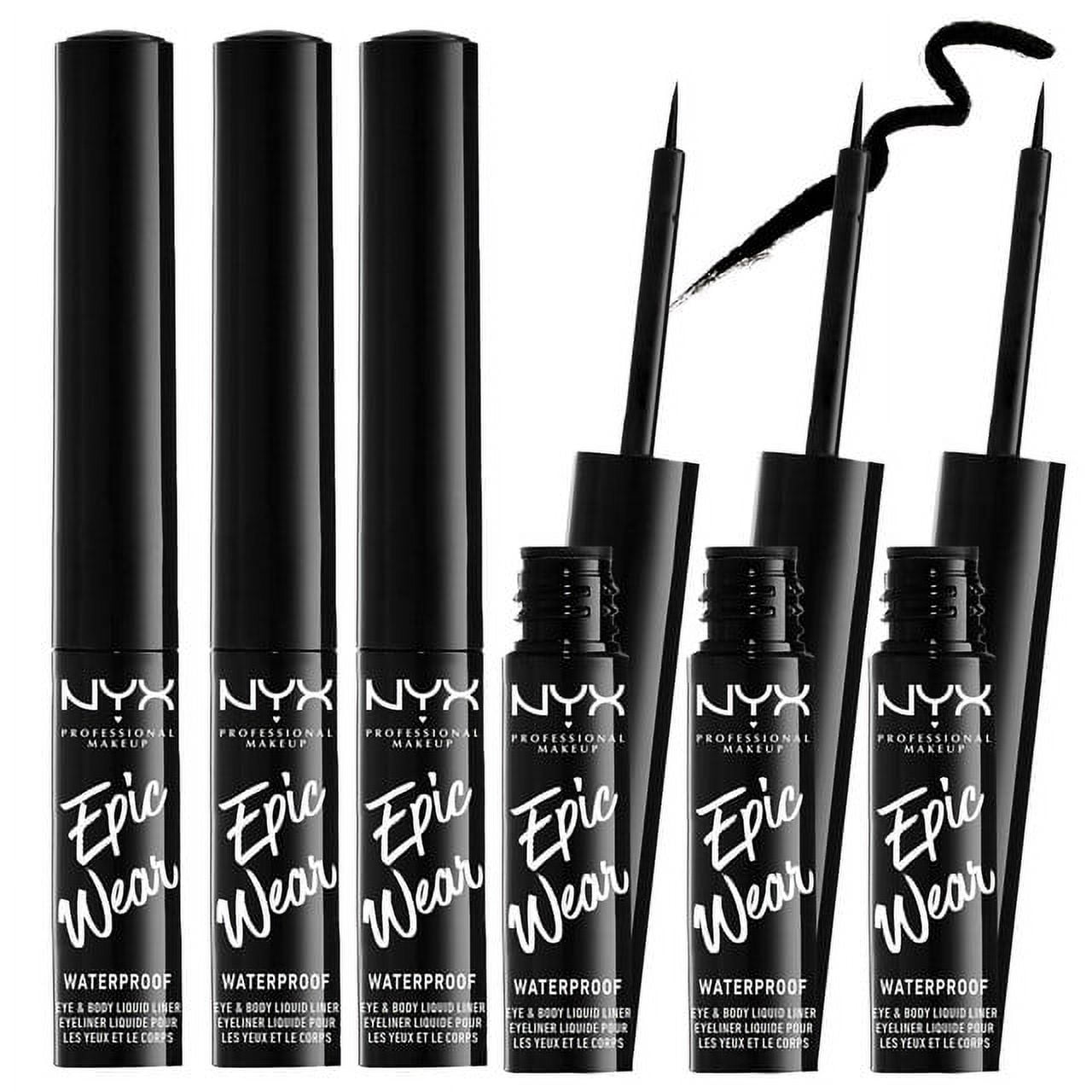 NYX Eye Liner Liquid Liner 6 Pack, Waterproof Smudgeproof Formula, Intense Black Color, Easy