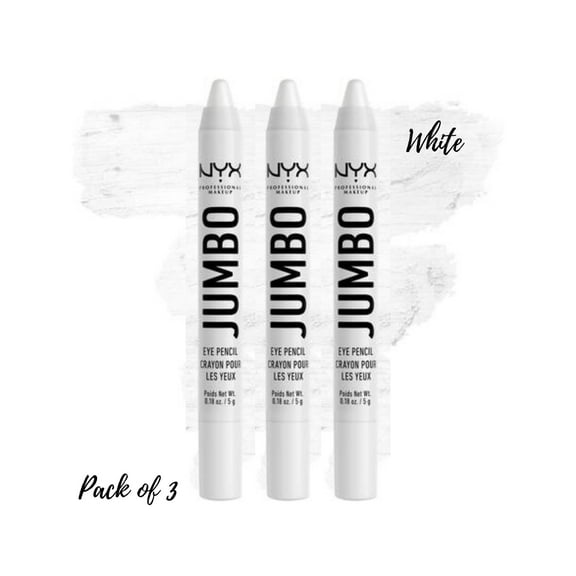 NYX Jumbo Eye & Eyeshadow Pencil - White ( Pack of 3 )