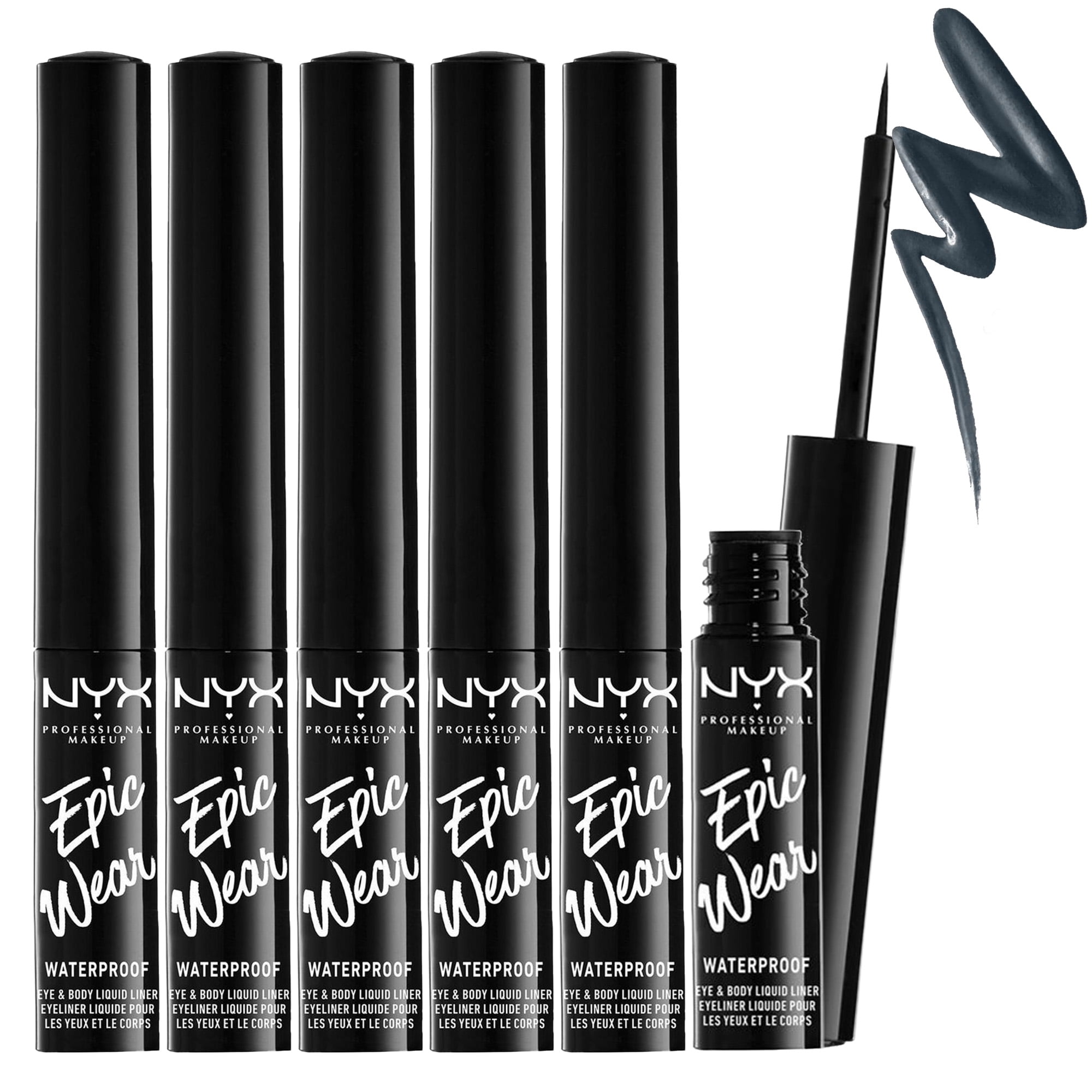 NYX Liquid Eyeliner 6 Pack Precision Formula for Stunning Eyes & Long