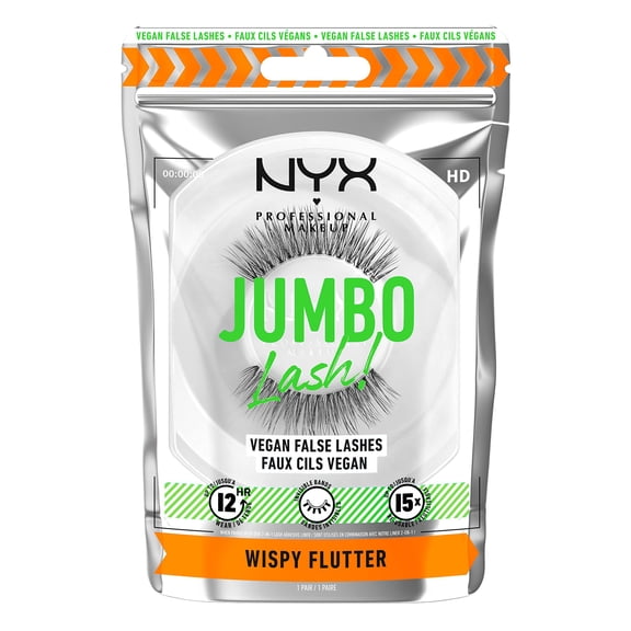 NYX PROFESSIONAL MAKEUP Jumbo Lash! Vegan False Eyelashes, Up to 12HR Wear, Reusable Fake Lashes - Wispy Flutter