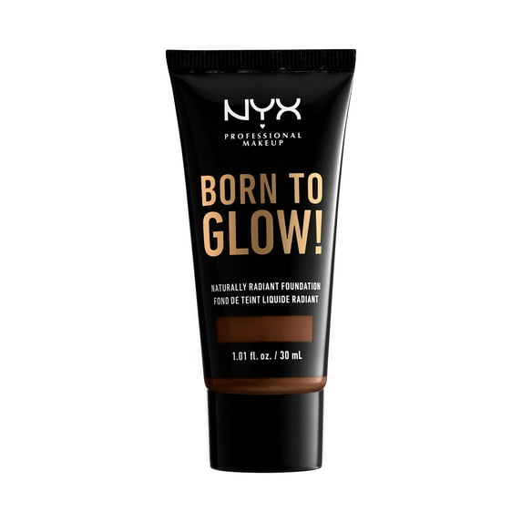 NYX Professional Makeup Born To Glow Naturally Radiant Foundation, Medium Coverage, Deep Walnut