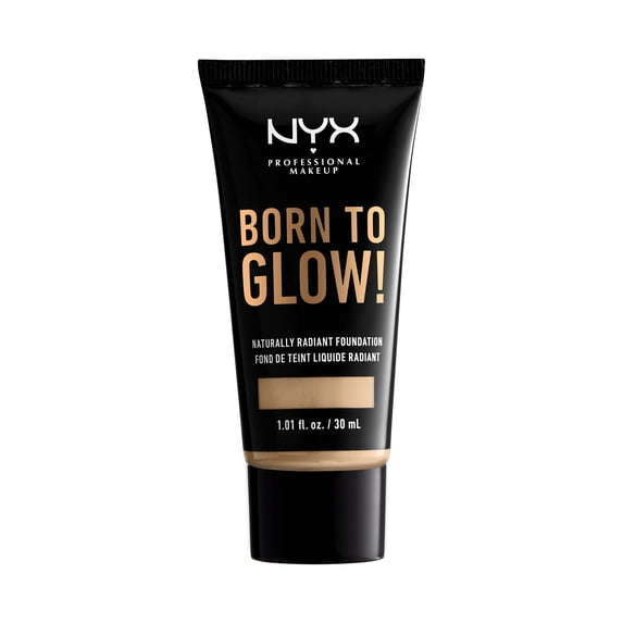 NYX Professional Makeup Born To Glow Naturally Radiant Foundation, Medium Coverage, Nude