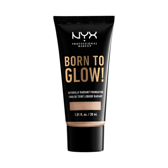 NYX Professional Makeup Born To Glow Naturally Radiant Foundation, Medium Coverage, Porcelain, 1.01 fl oz