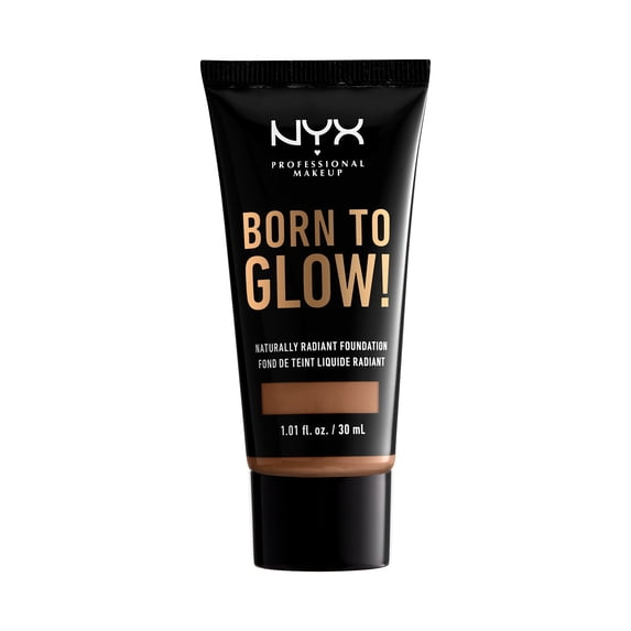 NYX Professional Makeup Born To Glow Naturally Radiant Foundation, Medium Coverage, Warm Caramel