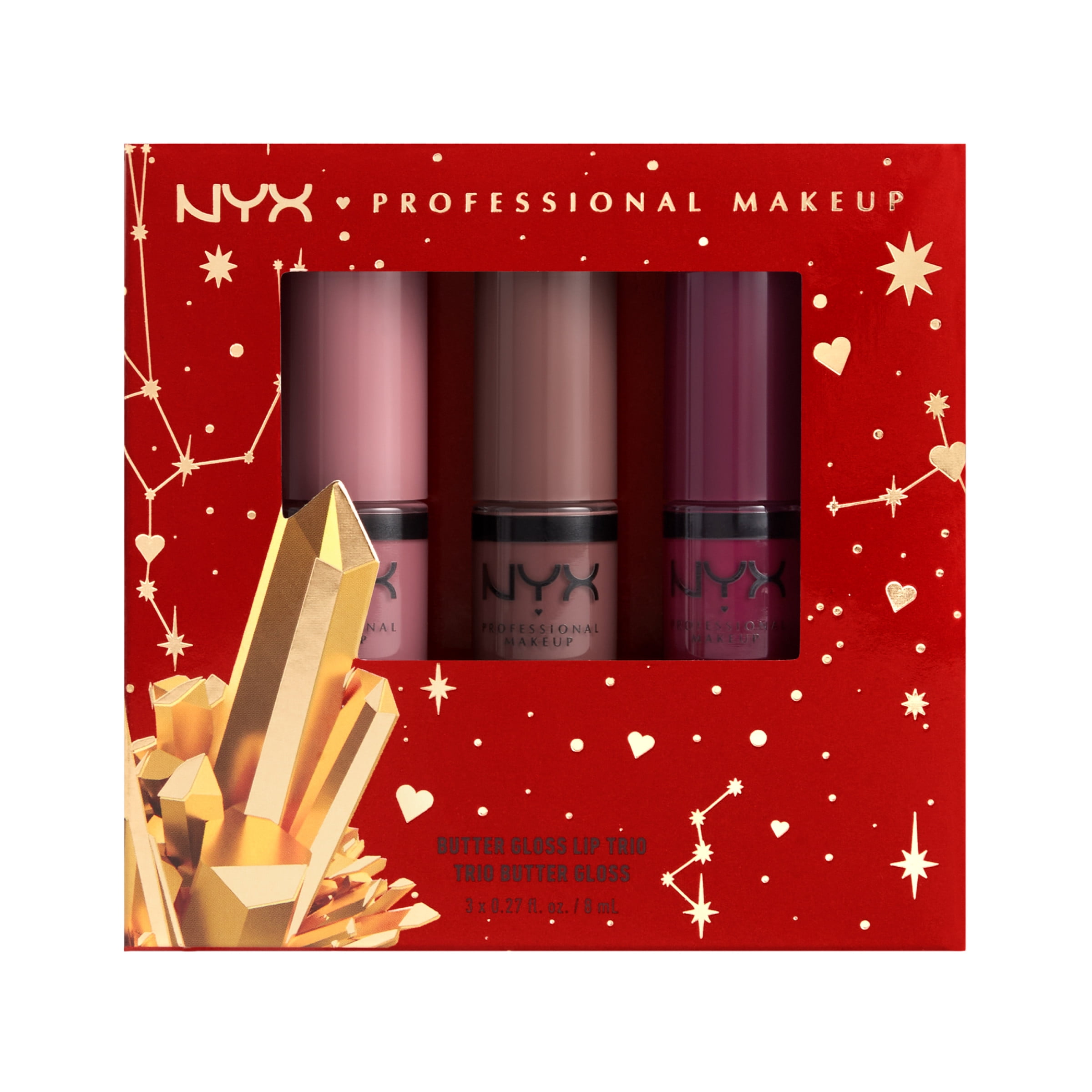 NYX Professional Makeup Butter Gloss Conditioning Sheer Non-Sticky Lip  Gloss Trio, Dark Nudes, 3 Piece Gift Set