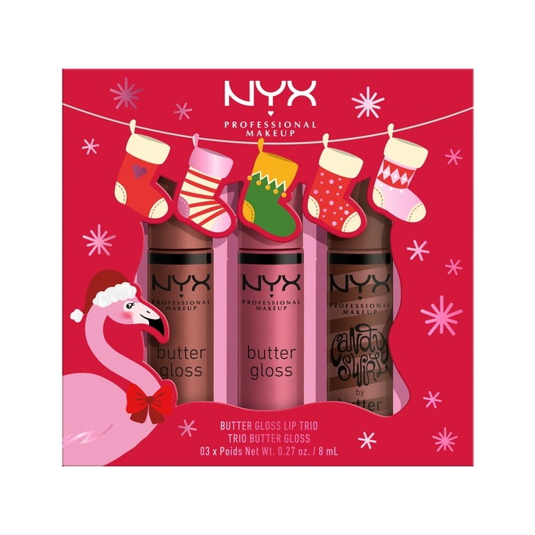 Gloss Professional 3 Lip Trio Holiday Makeup Kit Count NYX Butter Set, Gift