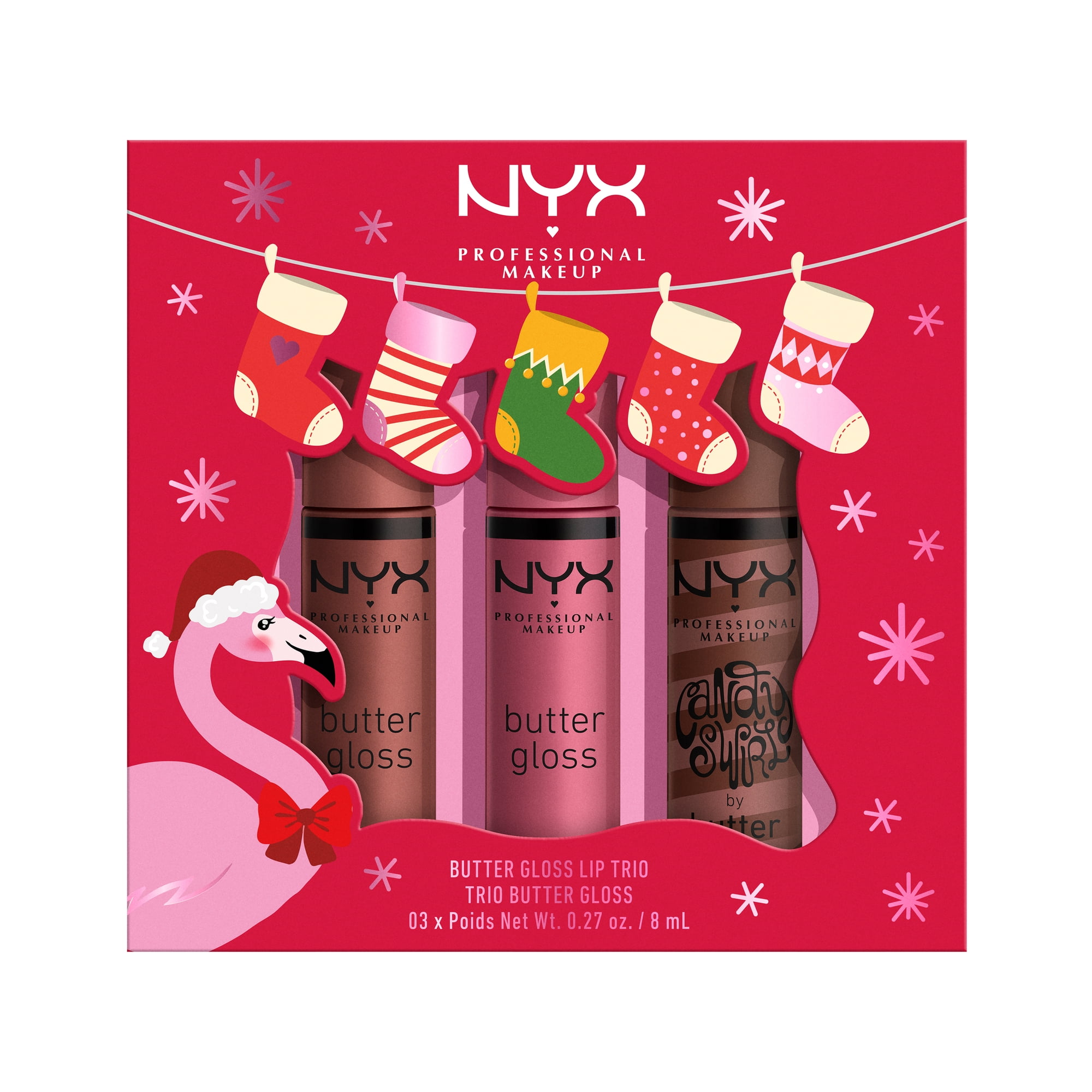 NYX Professional Makeup Butter Lip Gloss Trio Holiday Kit Gift Set, 3 Count