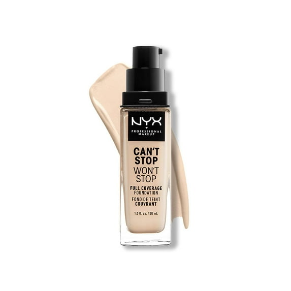 NYX Professional Makeup Can't Stop Won't Stop 24hr Full Coverage Liquid Foundation, Matte Finish, Waterproof, 01 - Pale