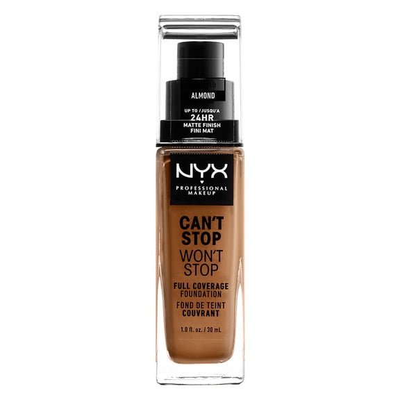 NYX Professional Makeup Can't Stop Won't Stop 24hr Full Coverage Liquid Foundation, Matte Finish, Waterproof, Almond