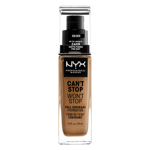 NYX Professional Makeup Can't Stop Won't Stop 24hr Full Coverage Liquid Foundation, Matte Finish, Waterproof, Golden
