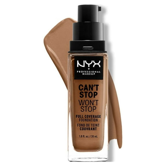 NYX Professional Makeup Can't Stop Won't Stop 24hr Full Coverage Liquid Foundation, Matte Finish, Waterproof, Mahogany