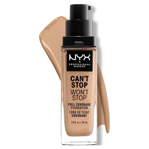 NYX Professional Makeup Can't Stop Won't Stop 24hr Full Coverage Liquid Foundation, Matte Finish, Waterproof, Soft Beige