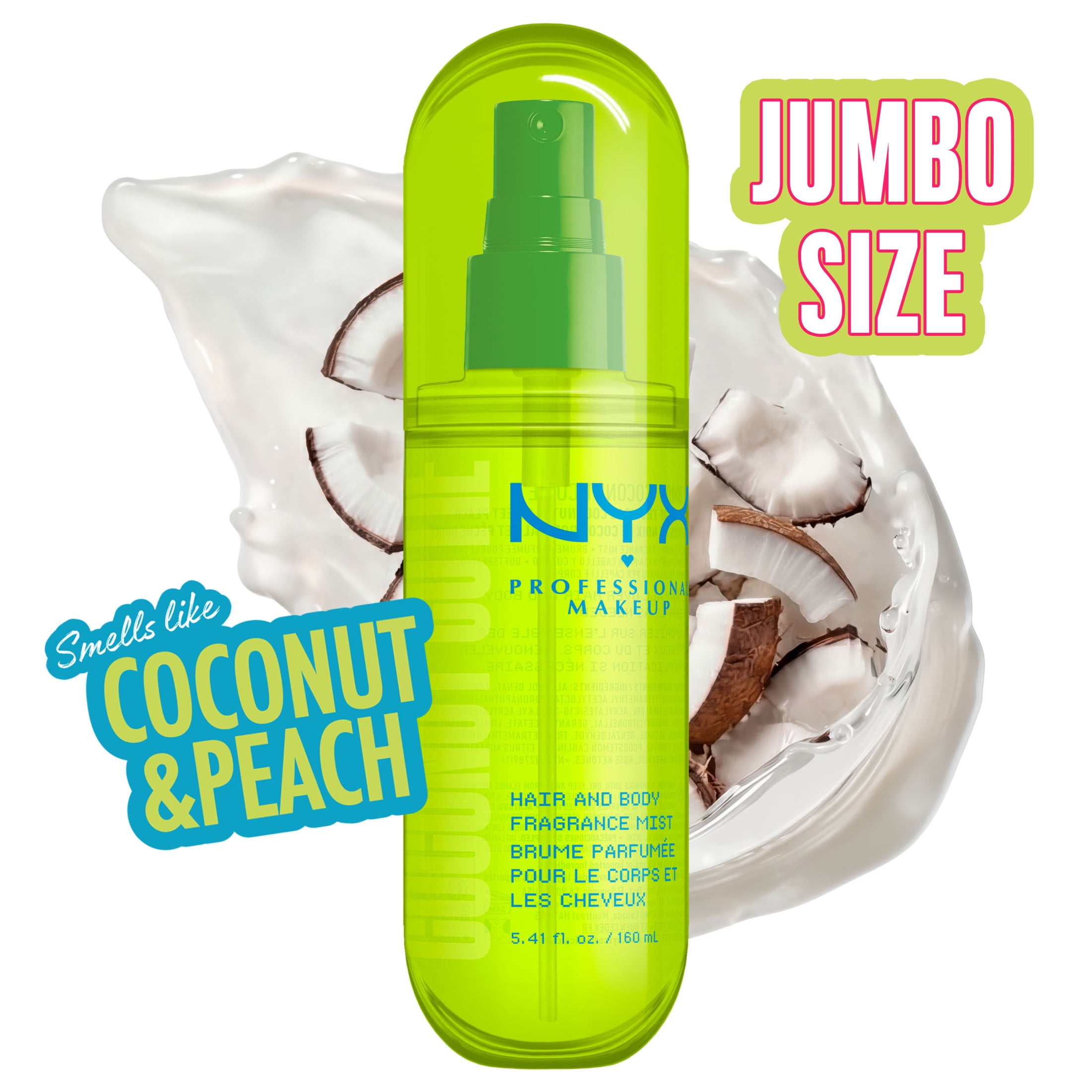 NYX Professional Makeup Fat Oil Hair & Body Fragrance Large Mist, Coconut Cutie, 5.4 fl oz