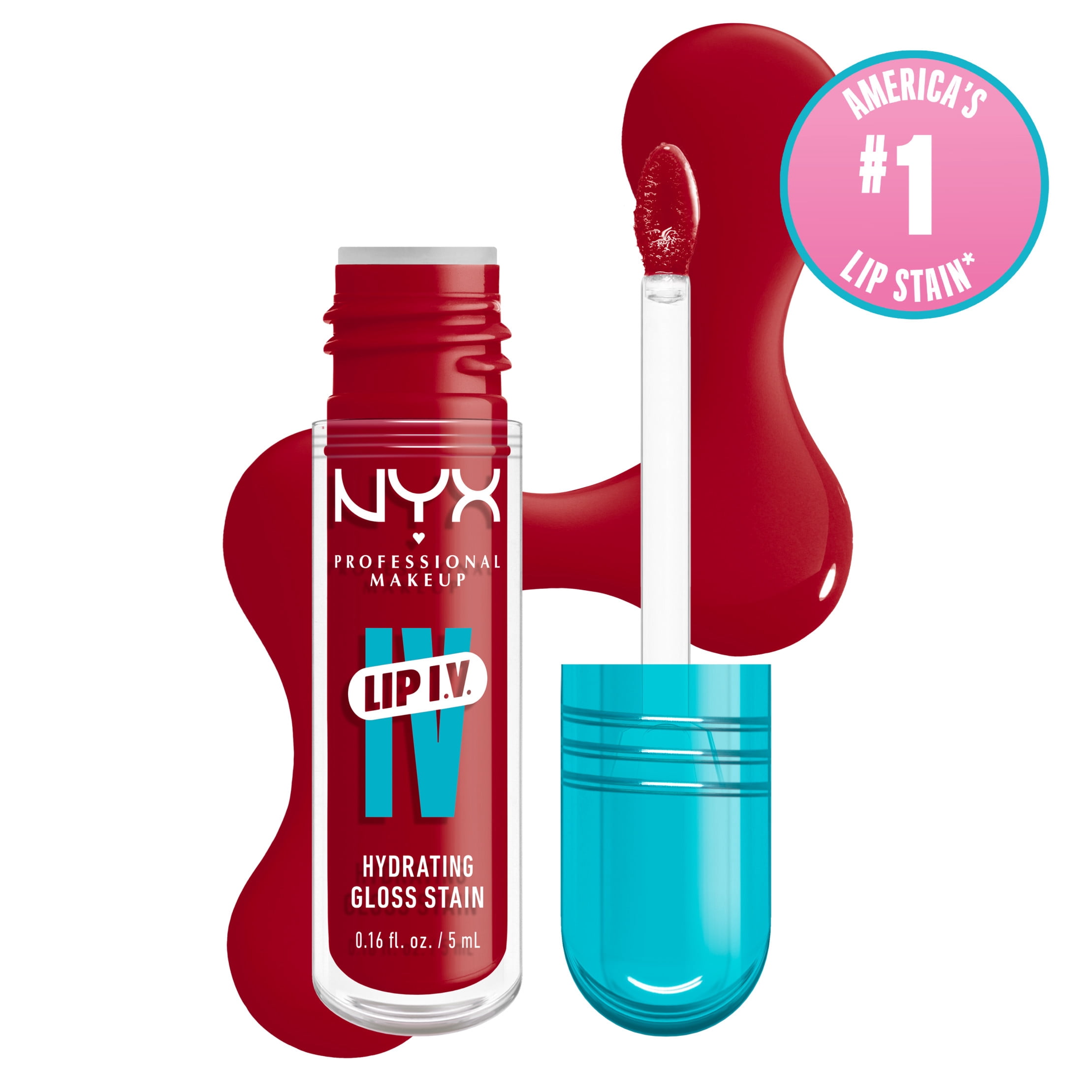 NYX Professional Makeup Lip IV Hydrating Lip Oil & Stain with Coconut Water, Cherry Drenched, 0.16 fl oz