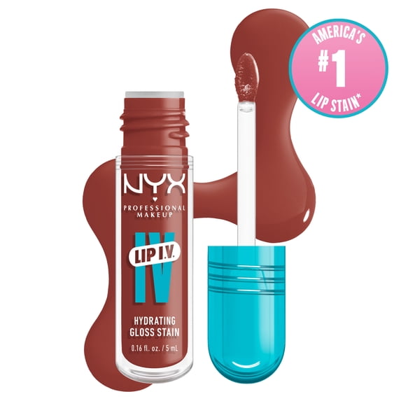 NYX Professional Makeup Lip IV Hydrating Lip Oil & Stain with Coconut Water, Drippin Nude, 0.16 fl oz