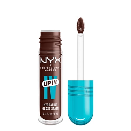 NYX Professional Makeup Gloss Collections Lip IV Hydrating Lip Gloss Serum, Esspresso Soak, 0.16 oz