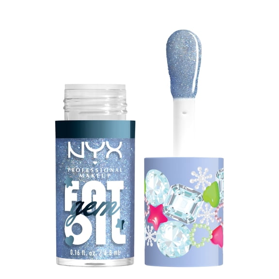 NYX Professional Makeup Holiday 2026 Fat Oil Lip Drip Hydrating Tinted Lip Oil, Silver Bling, 1 kit