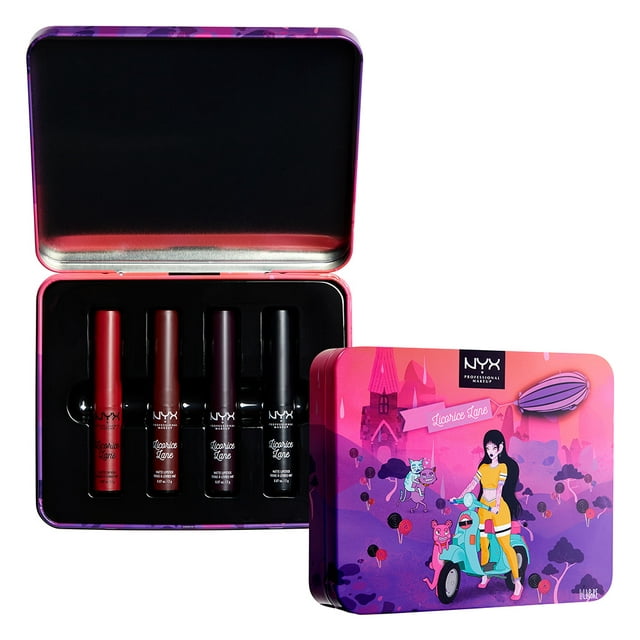 NYX Professional Makeup Licorice Lane Suede Matte Lip Set, 4 Lipsticks