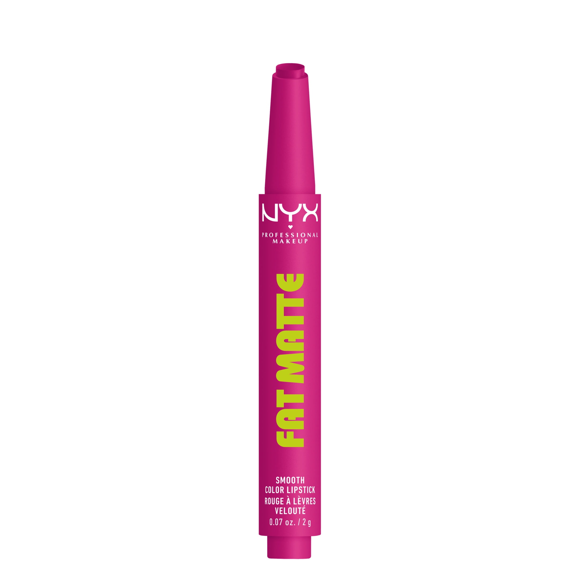 NYX Professional Makeup Fat Matte Lipstick, Smooth Color Long Lasting Lipstick, Fluffy Fuchsia, 0.07 oz