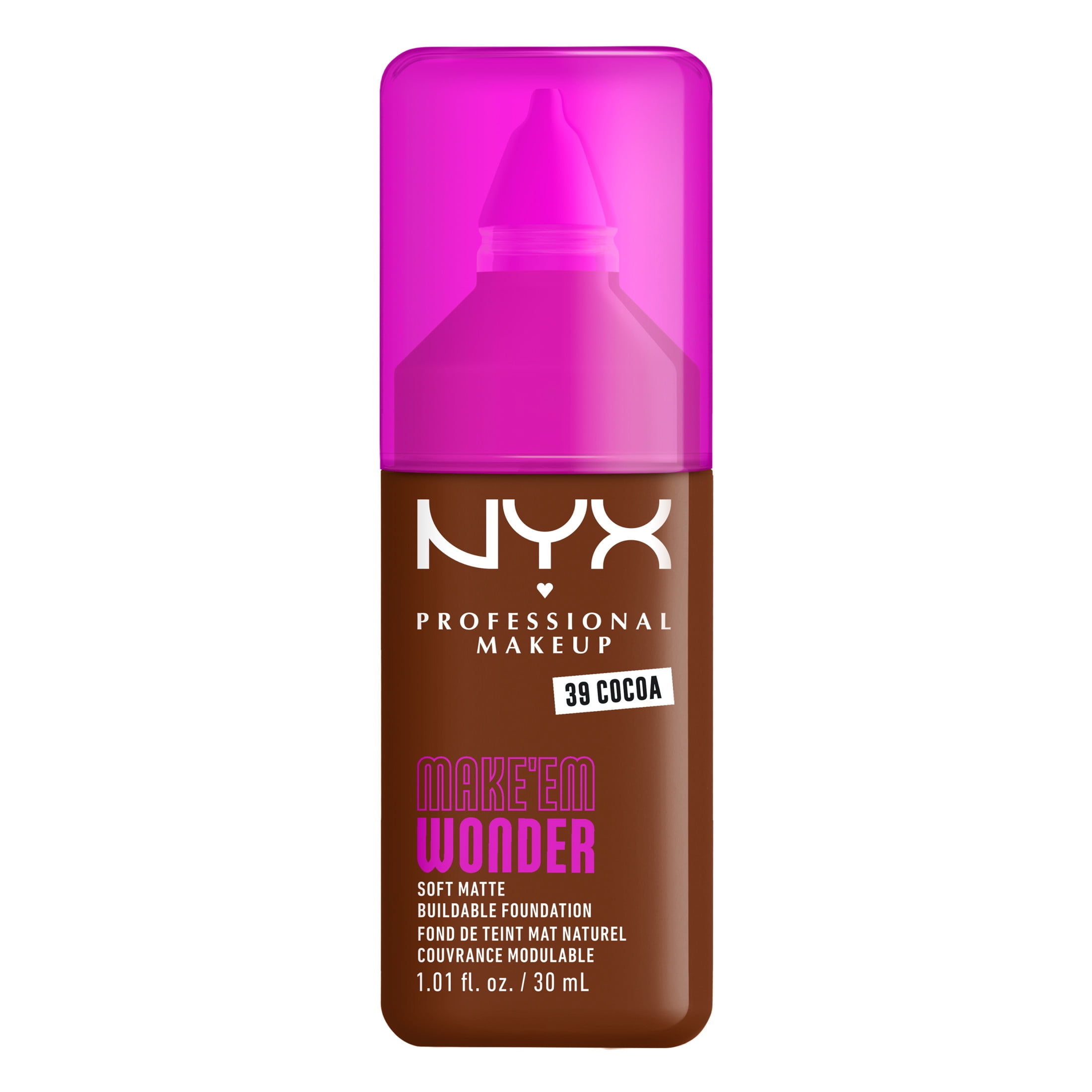 NYX Professional Makeup Make 'EM Wonder, 24H Soft Matte Foundation Makeup, COCOA 39