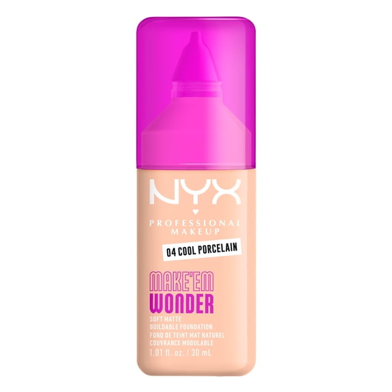 NYX Professional Makeup Make Me Wonder Make 'EM Wonder, 24H Soft Matte Foundation, COOL PORCELAIN, 0.84 fl oz