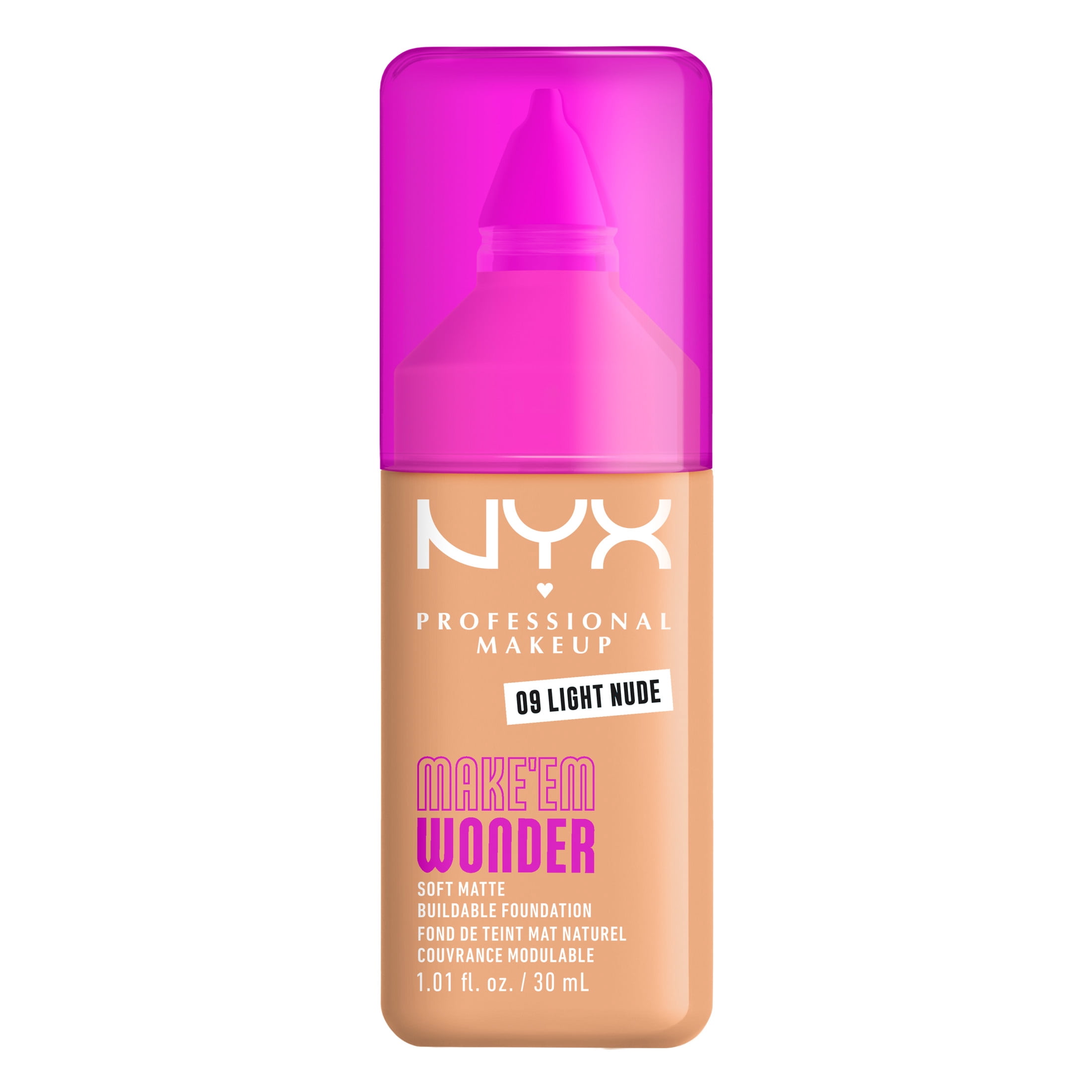 NYX Professional Makeup Make Me Wonder Make 'EM Wonder, 24H Soft Matte Foundation, LIGHT NUDE, 0.84 fl oz