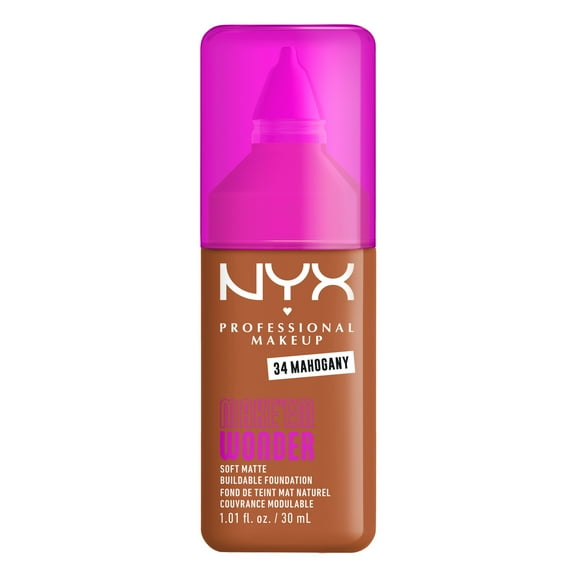NYX Professional Makeup Make 'EM Wonder, 24H Soft Matte Foundation Makeup, MAHOGANY 34
