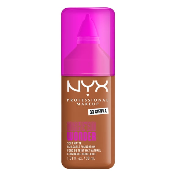 NYX Professional Makeup Make Me Wonder Make 'EM Wonder, 24H Soft Matte Foundation, SIENNA, 0.84 fl oz