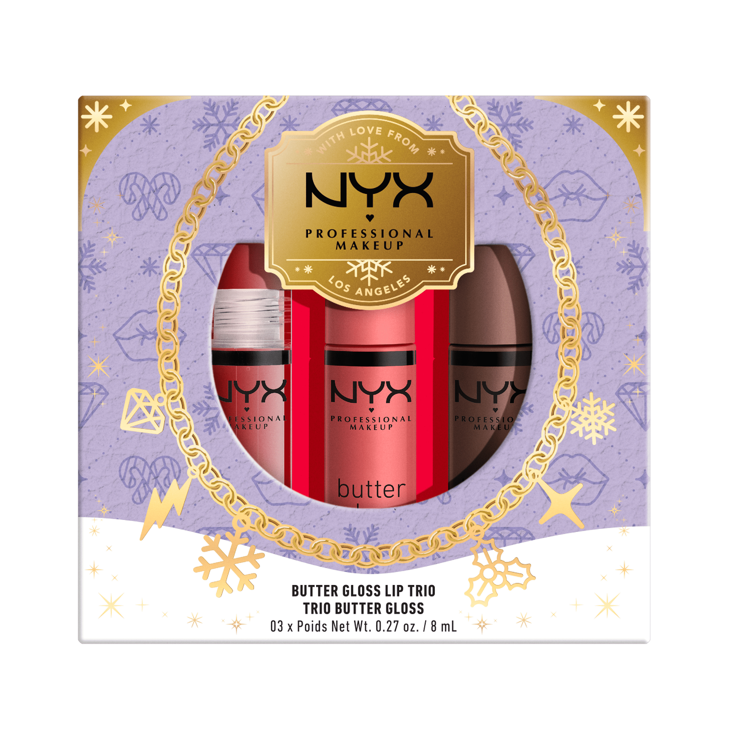 NYX Professional Makeup Mrs. Claus Butter Gloss Trio, Lip Gloss Gift Set
