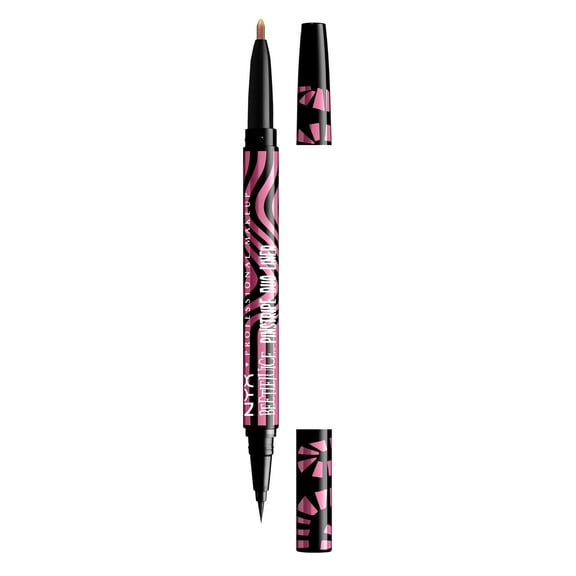 NYX Professional Makeup Pinstripe Duo Eyeliner Pen, Black & Pink, Chrome, 1 Kit