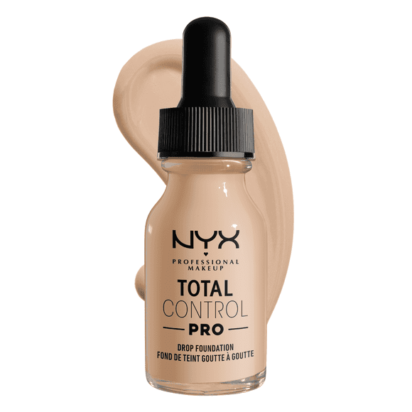NYX Professional Makeup Total Control Pro Drop Foundation, Skin-true buildable coverage, clean vegan formula, Alabaster