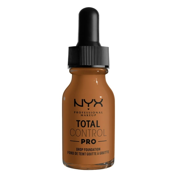 NYX Professional Makeup Total Control Pro Drop Foundation, Skin-true buildable coverage, clean vegan formula, Almond, 0.43 oz