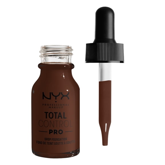 NYX Professional Makeup Total Control Pro Drop Foundation, Buildable Coverage, Deep Ebony, 0.43 oz