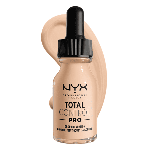 NYX Professional Makeup Total Control Pro Drop Foundation, Skin-true buildable coverage, clean vegan formula, Light Ivory