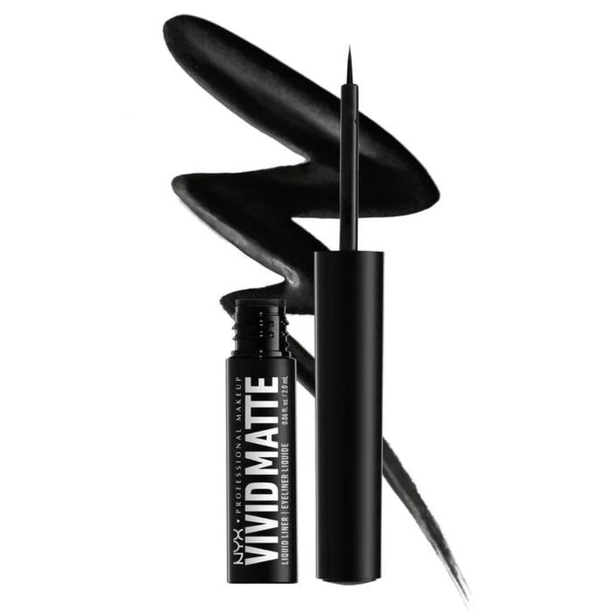 Smear-Resistant Matte Makeup NYX Tip, with Vivid Professional Liquid Liner, Eyeliner Precise Black