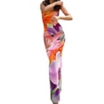 thumbnail image 1 of NYYF Women's Fashion Flower Print Sexy U Neck Backless Split Suspender Dress Casual Skirt, 1 of 6