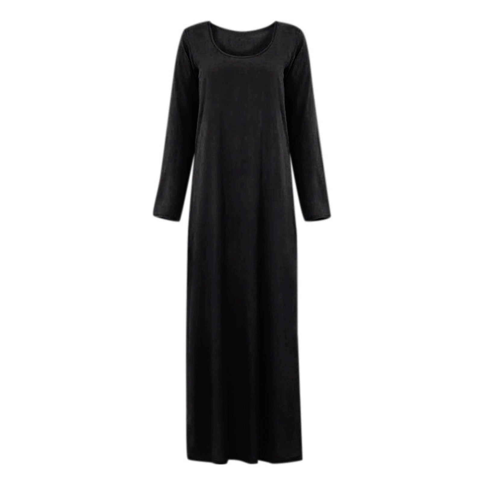 NYYF Women's New Muslim Long Sleeve Laydown Round Neck Dress - Walmart.com